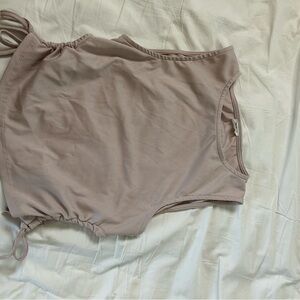 Beige Sleeveless Top with Side Ties